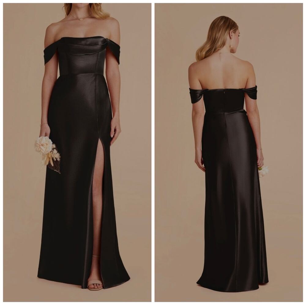 Formal Birdy Grey Mia Convertible Satin Gown XXL Black Off Shoulder Romantic